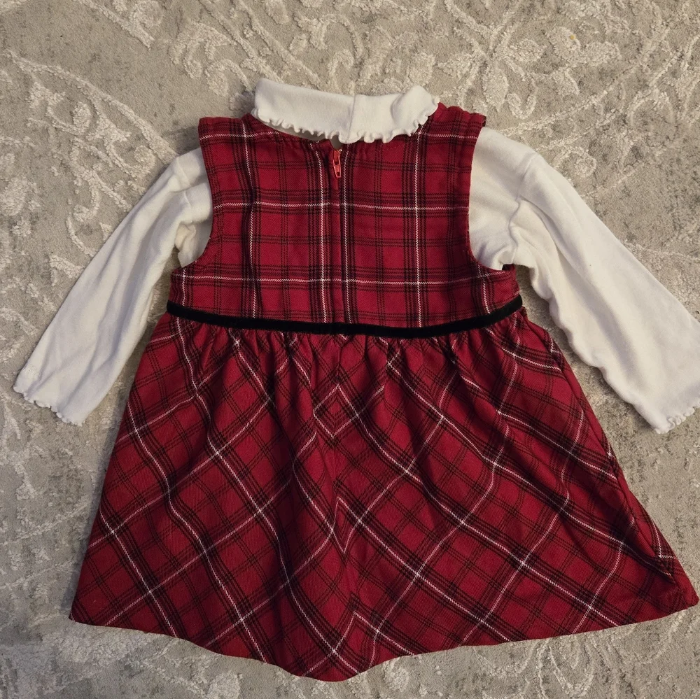 Vintage 1990s Y2k Oshkosh B'gosh 2pc Turtleneck Red Plaid Dress